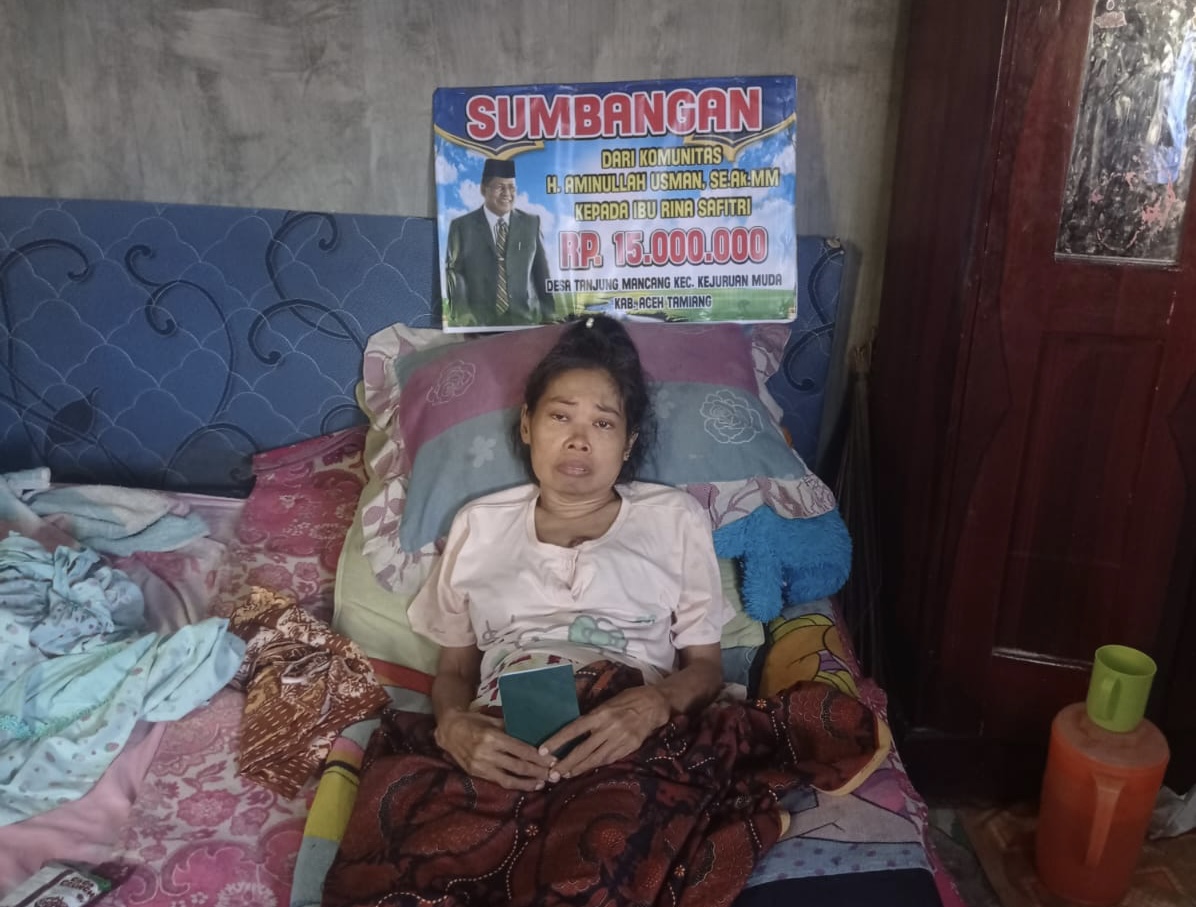 Penyintas Kanker di Aceh Tamiang Terima Donasi dari Komunitas Aminullah Usman