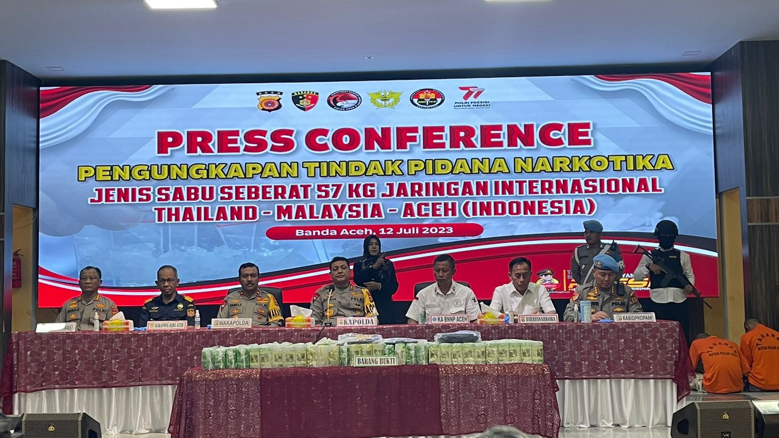 Polda Aceh Berhasil Ungkap Kasus Sabu 57 Kg Jaringan Internasional