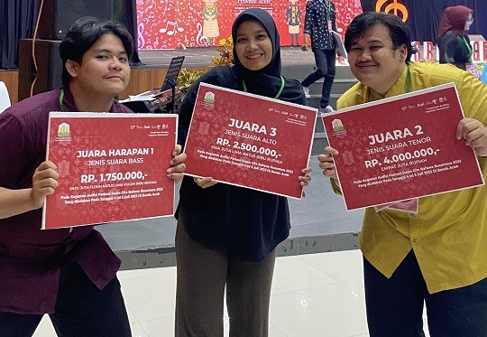 Tiga Mahasiswa USK Sabet Juara di Audisi Gita Bahana Nusantara 2023