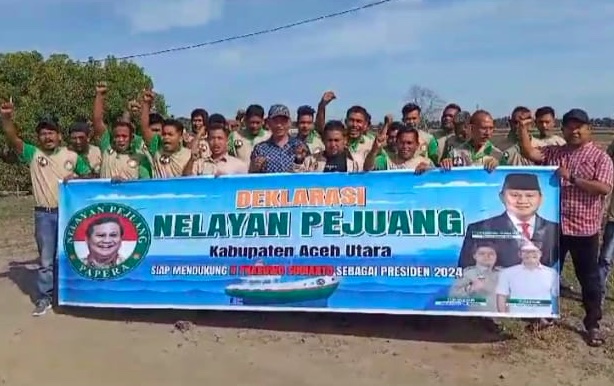 Nelayan Pejuang Papera Aceh Utara Deklarasi Dukung Prabowo Subianto Presiden 2024