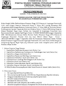Pemerintah Aceh Lelang Jabatan Eselon II, Ini Syarat-syaratnya