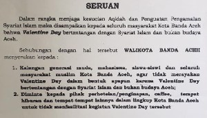 Bertentangan dengan Syariat Islam, Wali Kota Minta Masyarakat Banda Aceh Tidak Rayakan Valentine Day