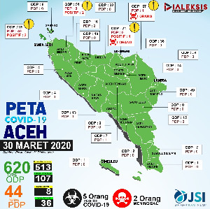 Peta Covid-19 Aceh Tanggal 30 Maret 2020