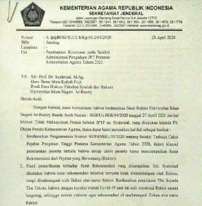 Ini Sebab Pansel Batalkan Kelulusan Administrasi Pengadaan JPTP Prof Syahrizal