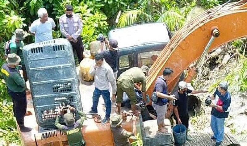 Escavator Tak Bertuan Ditemukan di Kawasan Hutan Produksi Mangrove Aceh Tamiang