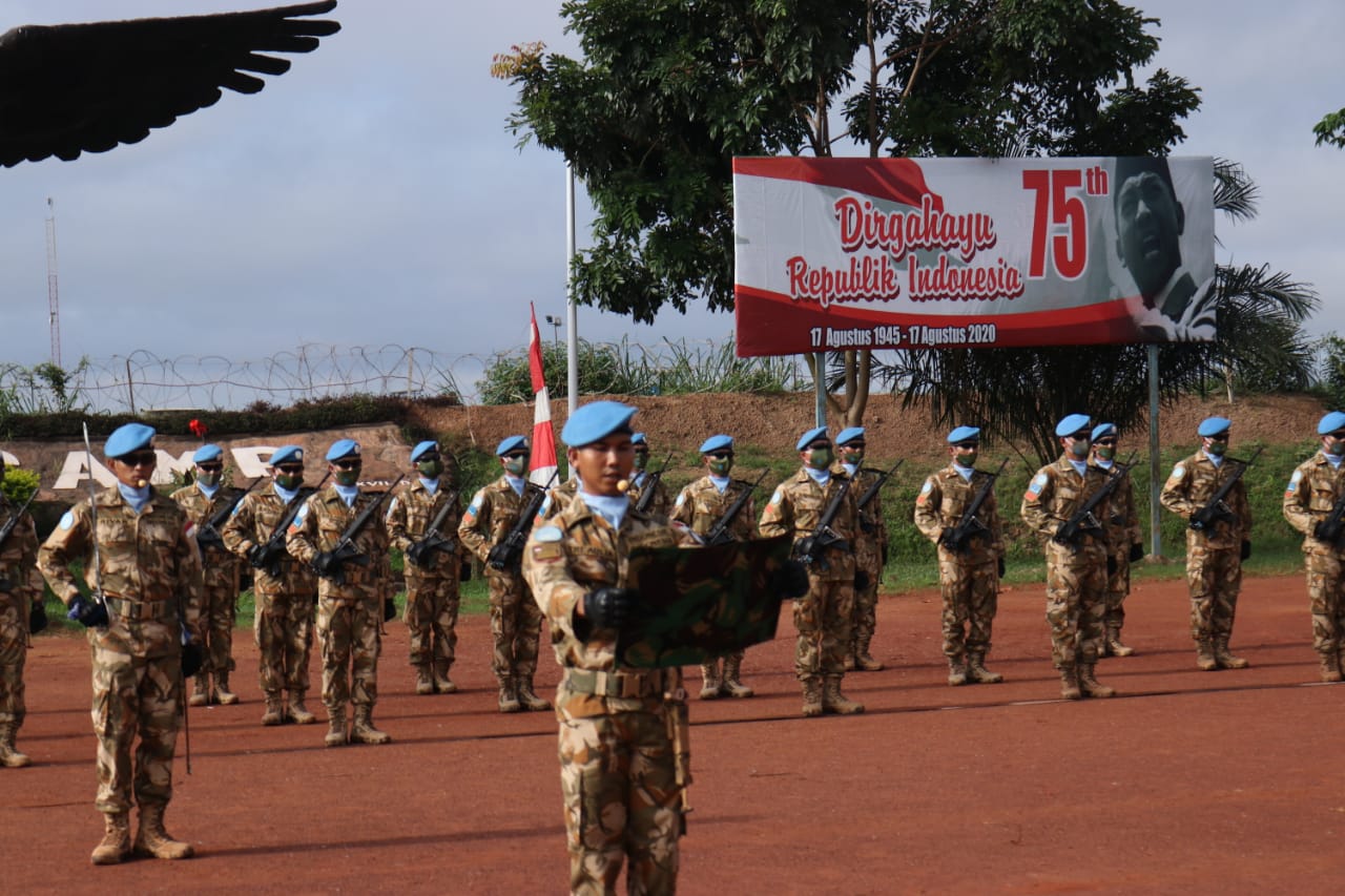 Ratusan Prajurit TNI Gelar Upacara HUT RI ke-75 di Afrika Tengah