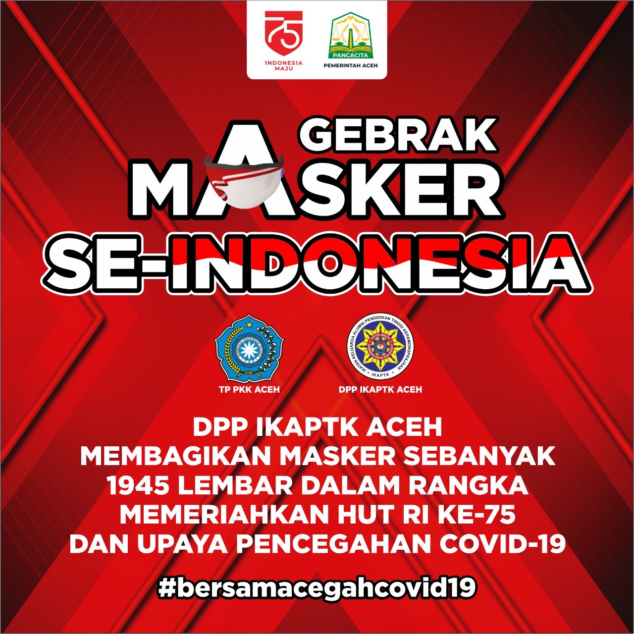 Peringati Hari Kemerdekaan, IKAPTK Aceh bagikan 1.945 Masker