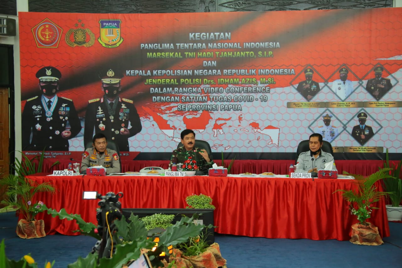 Bahas Penanganan Covid19 di Papua TNI dan Polri Rapat Bersama Secara Virtual