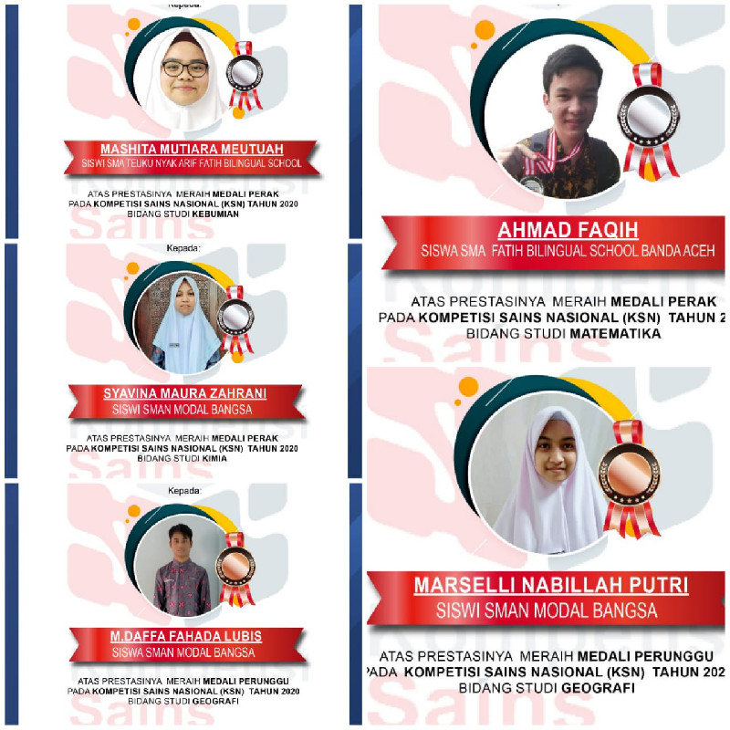 5 Pelajar Aceh Boyong Medali Pada KSN Tingkat Nasional 2020