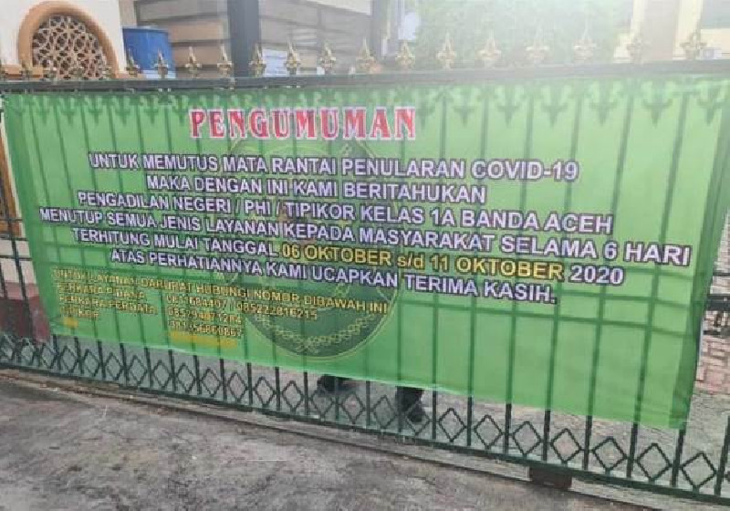 Pengadilan Negeri Banda Aceh Tutup Selama 6 Hari