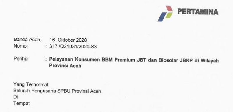 Kebijakan Stiker BBM Khusus Dicabut, Pertamina Surati Seluruh SPBU di Aceh