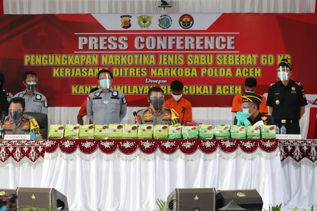 Polda Bersama Bea Cukai Aceh Gagalkan Penyelundupan 60 kilogram Sabu di Aceh Utara