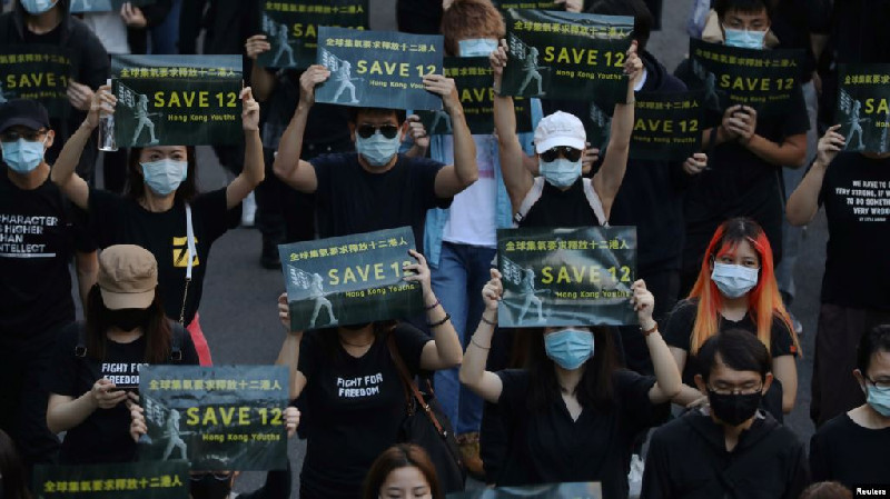 Tuntut Pembebasan 12 Demonstran Hong Kong, Ratusan Warga Taiwan Pawai