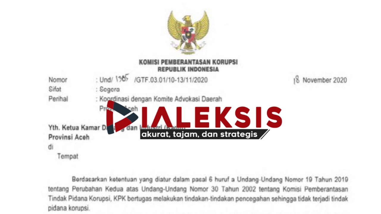 Hari Ini KPK dan Kadin Aceh Rapat Koordinasi, Bahas Apa?