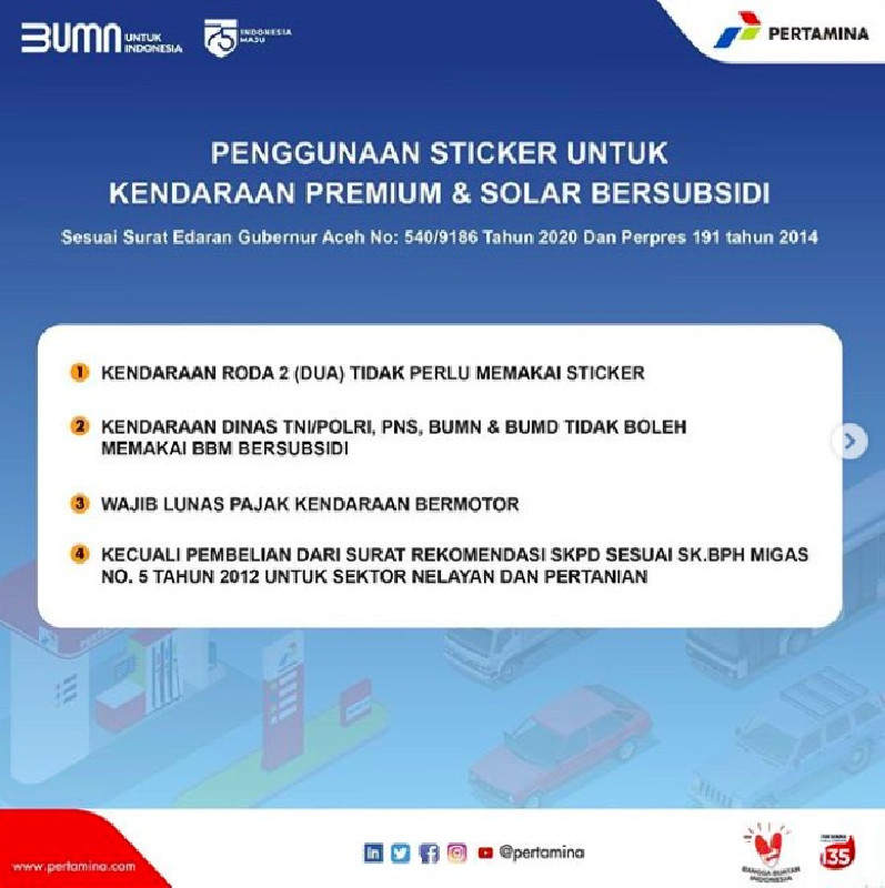 Jaga Kuota BBM Bersubsidi, Besok Pemerintah Aceh Resmikan Program Stickering