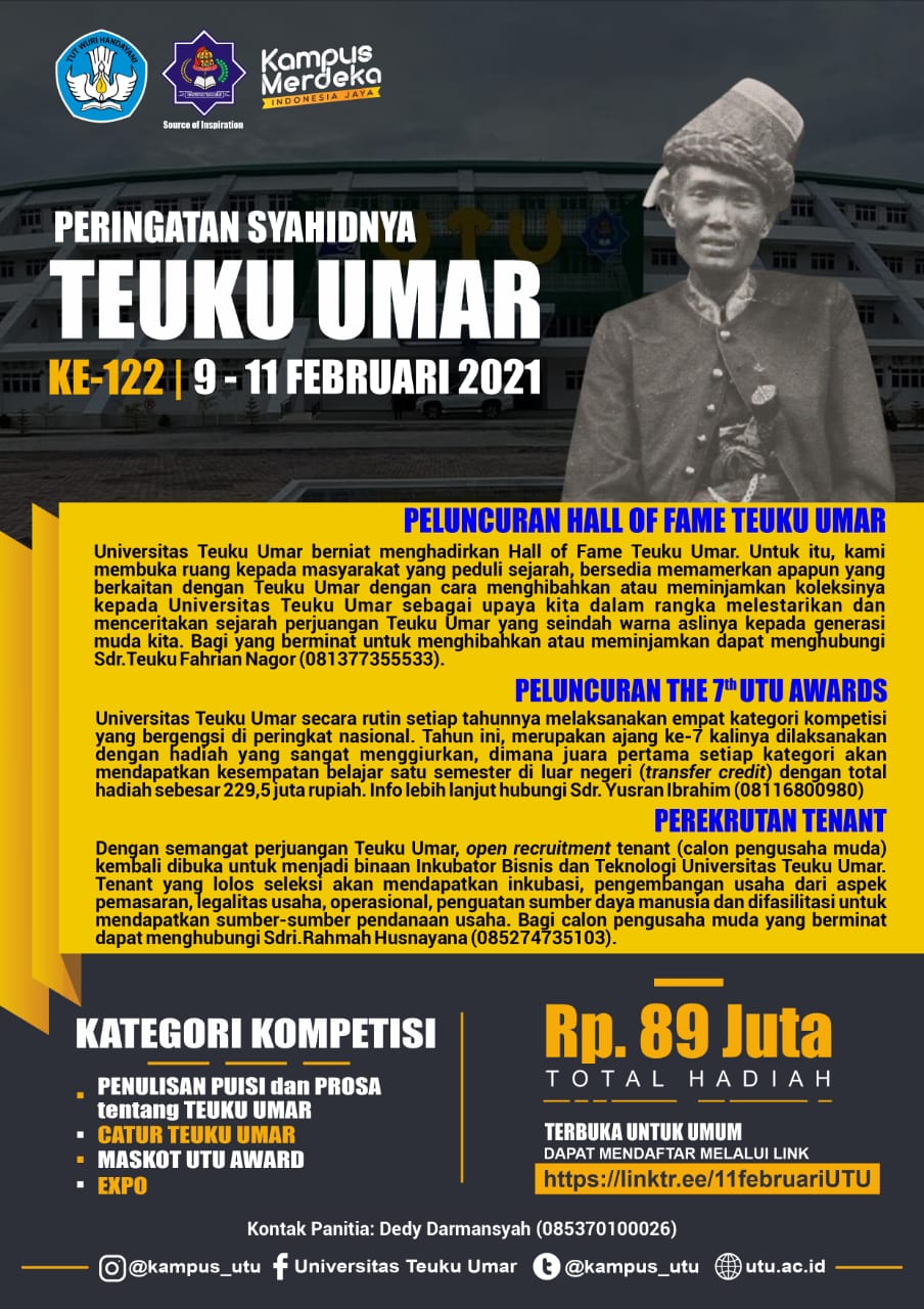 UTU Bersiap Luncurkan Hall of Fame Teuku Umar, Catat Tanggalnya