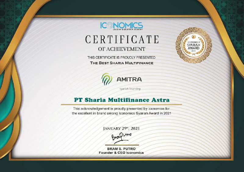 Amitra Terima Penghargaan The Best Sharia Multifinance 2021