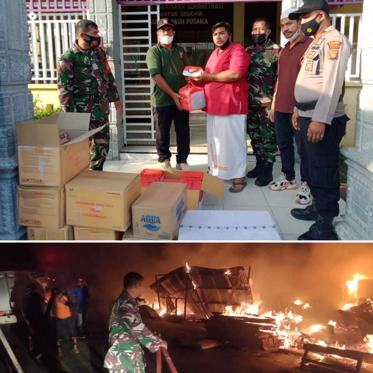 9 Rumah Musnah Terbakar, TNI Bersama Pemko Langsa Serahkan Bantuan Masa Panik
