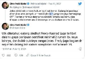 Dino Patti Djalal Tak Gentar, Dipolisikan Karena Cuitan soal Mafia Tanah