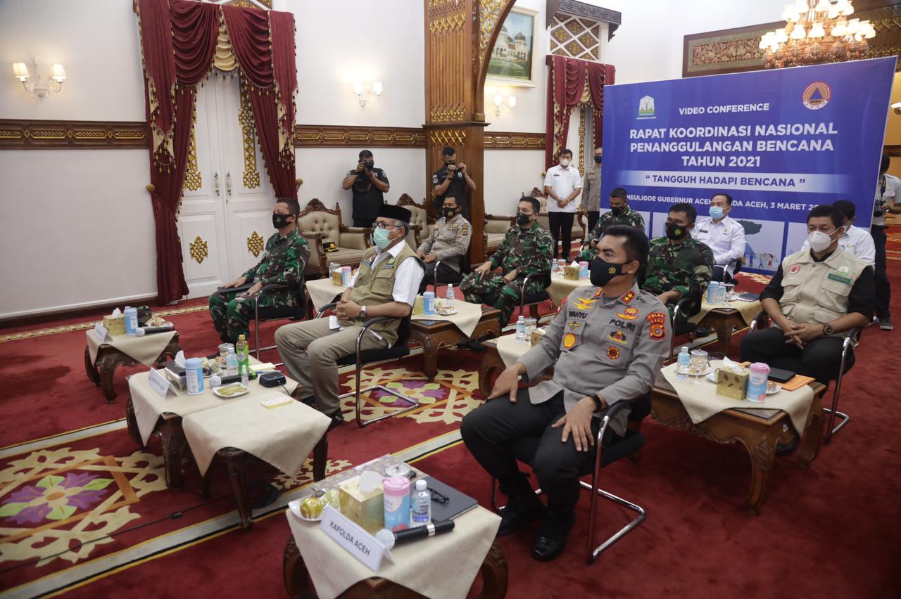 Gubernur Aceh Ikuti Rakornas Penanggulangan Bencana Virtual bersama Presiden