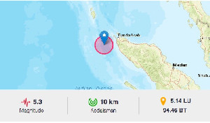 Banda Aceh Diguncang Gempa Berkekuatan 5,3 Magnitudo