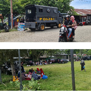 Gagal Masuk Ke Pantai Jangka, Pengunjung Manfaatkan Lapangan Bola Kaki Untuk Berkumpul