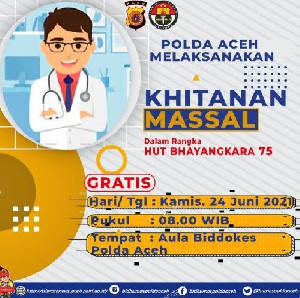 Peringati HUT Bhayangkara ke-75, Besok Polda Aceh Gelar Khitanan Massal