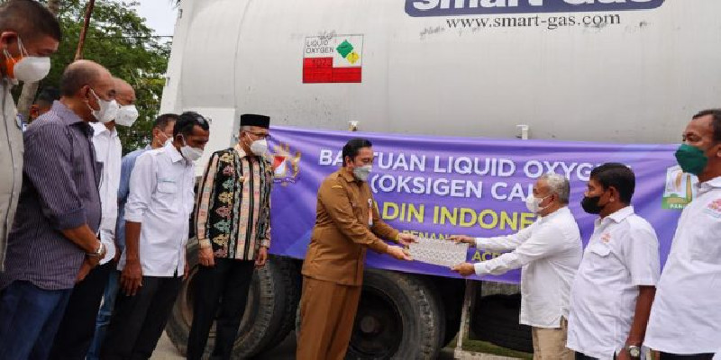KADIN Indonesia Serahkan 20 Ton Oksigen Cair Kepada Pemerintah Aceh