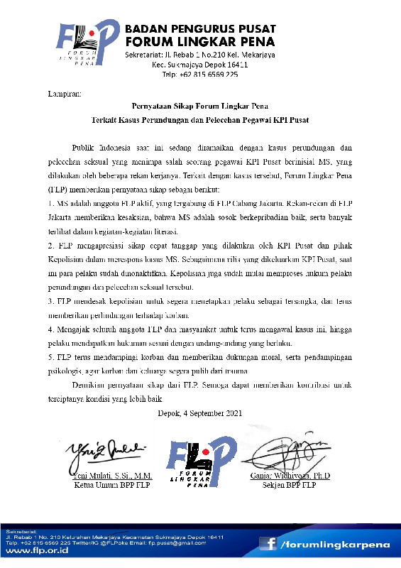 FLP Keluarkan Pernyataan Sikap Terhadap Kasus Pelecehan di KPI
