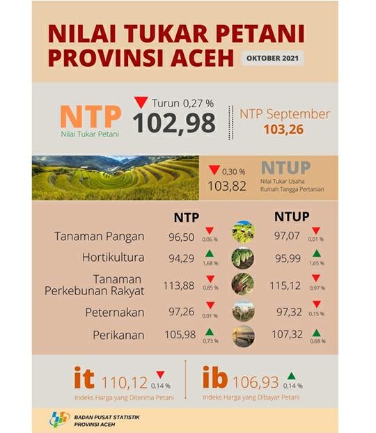 NTP Aceh Alami Penurunan di Semua Subsektor, Kecuali Hortikultura dan Perikanan