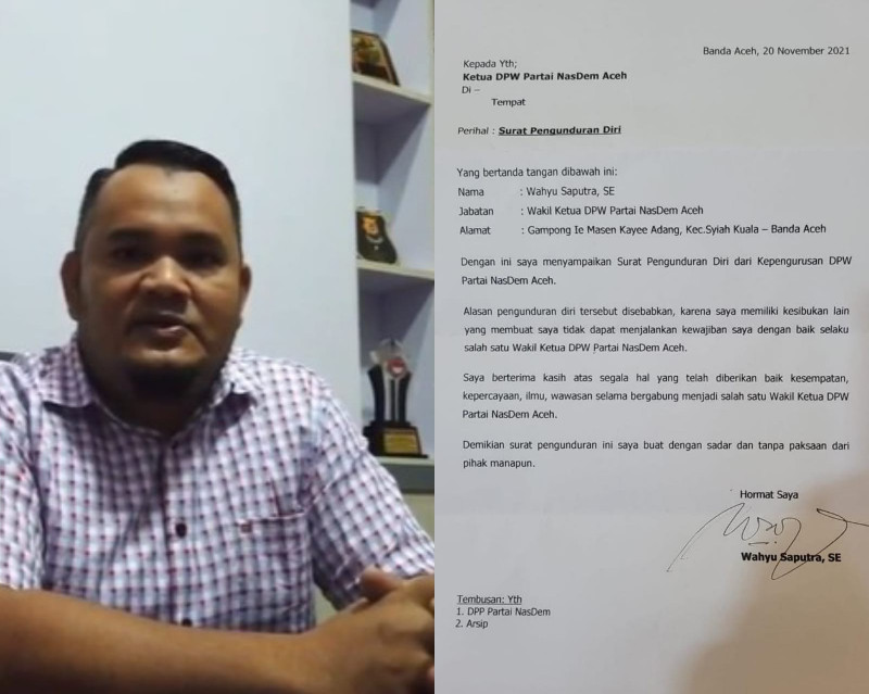 Wakil DPW NasDem Aceh Undur Diri, Ada Apa?