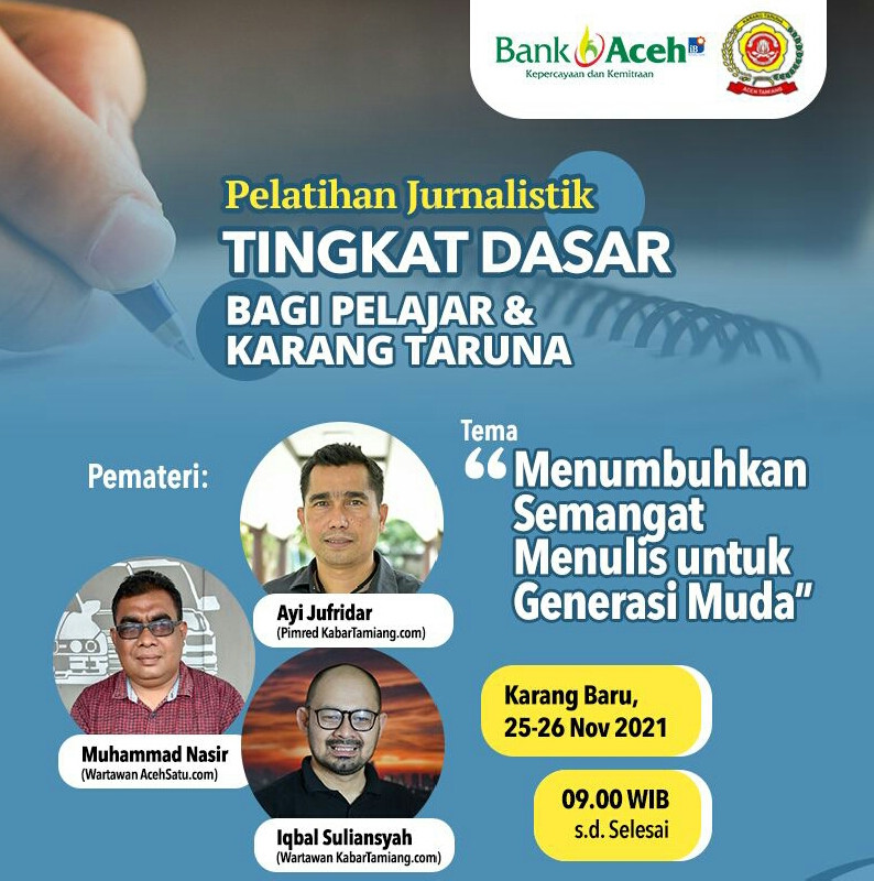 Besok, Karang Taruna Aceh Tamiang Gelar Pelatihan Jurnalistik