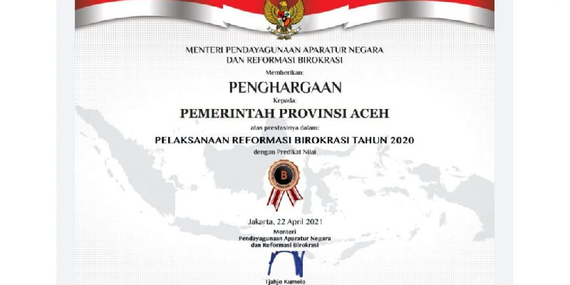 Pemerintah Aceh Terima Penghargaan dari Menpan RB, Ini Alasannya