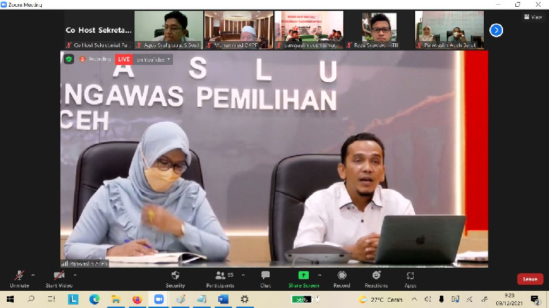 Peringati HAKORDIA 2021, Panwaslih Aceh Gelar Webinar Penegakan Hukum Pemilu