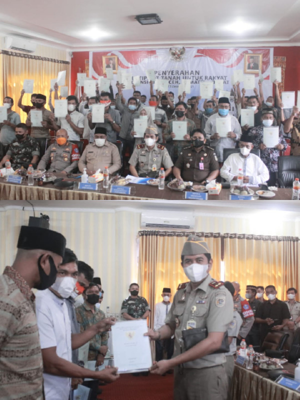 Penyerahan Sertipikat Tanah, Kakantah Aceh Singkil: 2.500 Sertipikat Rampung 100 Persen