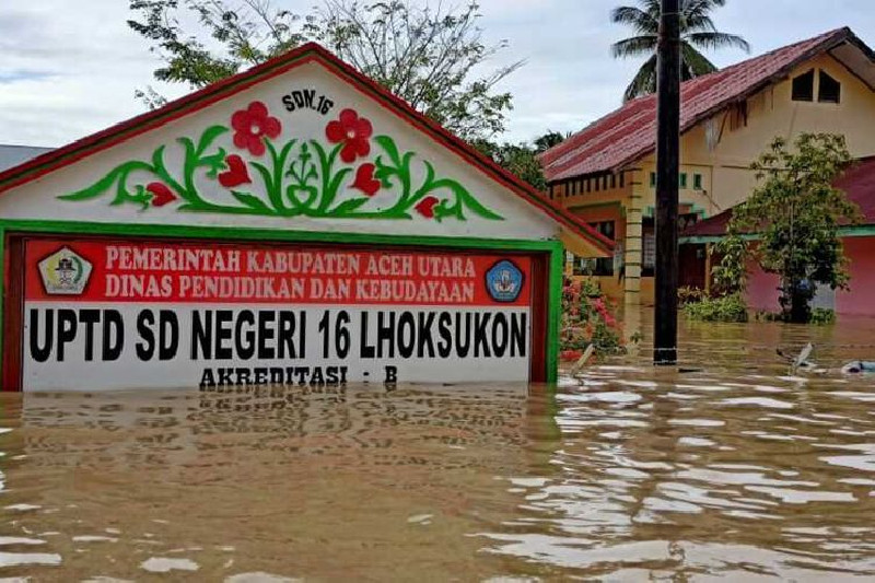 Banjir Aceh Utara Mulai Surut, Mulai Besok Kegiatan Sekolah Mulai aktif
