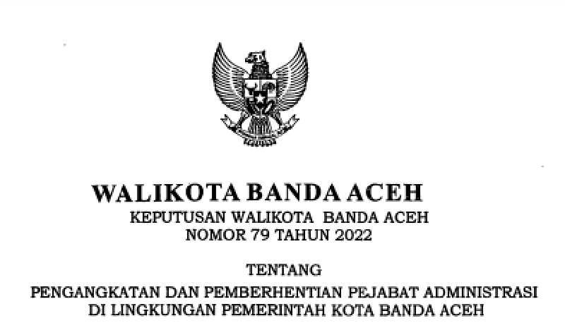Walikota Lantik 42 Pejabat Struktural Dalam Lingkungan Pemko Banda Aceh