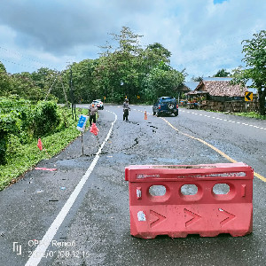 Kerusakan Jalan Nasional, Ditlantas Polda Aceh Minta Warga Waspada di KM 75