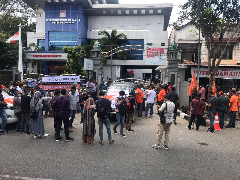 Aliansi Penyelamat PNA Demo Kemenkumham Aceh