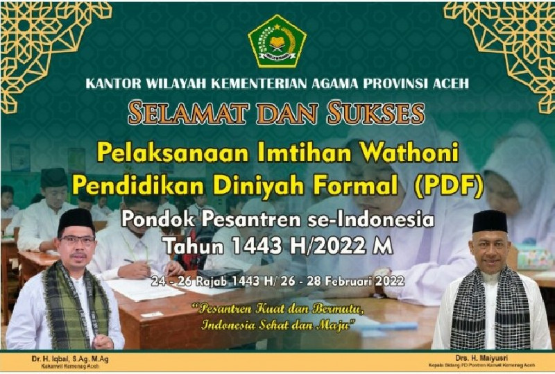 209 Santri Aceh Ikut Imtihan Wathani Pendidikan Diniyah Formal