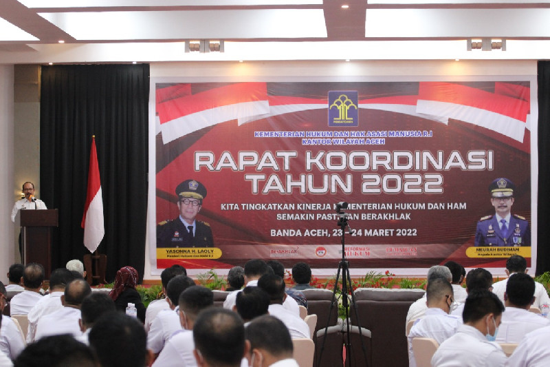 Buka Rakor, Kakanwil Kemenkumham Aceh Harapkan Peningkatan Kinerja di Tahun 2022