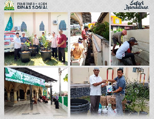 Tim Safari Ramadhan Dinsos Aceh Gotong Royong di Masjid Jamik Darussalam, Singkil