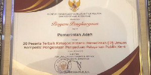 Masuk 17 Peserta Kompetisi P4 Terbaik, Pemerintah Aceh Terima Penghargaan dari Menpan-RB