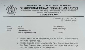 DPRK Aceh Utara Usulkan Tiga Nama PJ Bupati, Berikut Calonnya