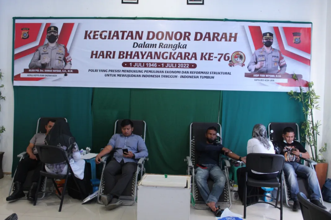 Gelar Donor, Polres Aceh Jaya Sumbang Darah 81 Kantung