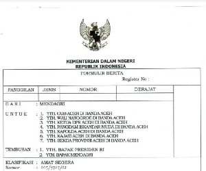 PJ Gubernur Aceh Akan Dilantik Kemendagri Besok