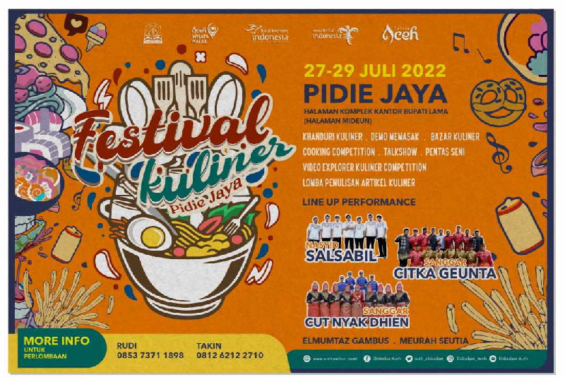 Dua Hari Lagi, Disbudpar Aceh Gelar Festival Kuliner Pidie Jaya