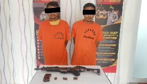 Pelaku Pencuri Besi Ditangkap Polisi di Aceh Besar, Satu Senpi Ikut Diamankan