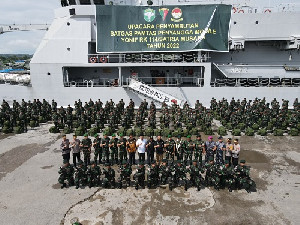 Pangdam IM Sambut Kepulangan 450 Pasukan Pamtas Wilayah Papua