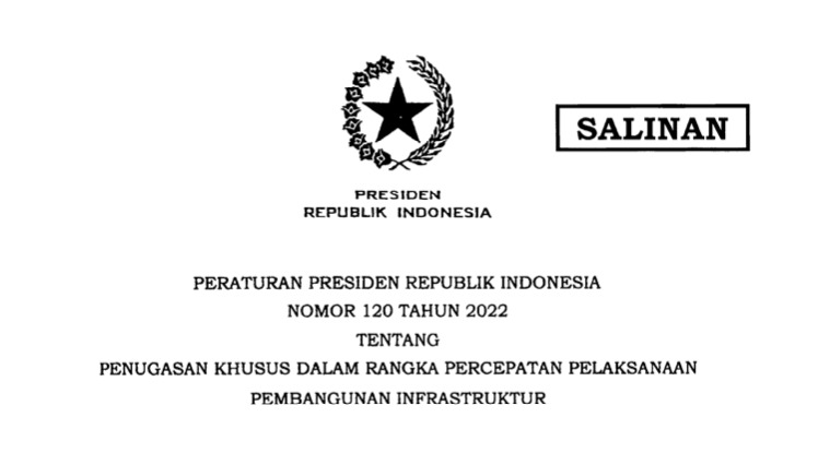 Presiden Jokowi Terbitkan Perpres Penugasan Khusus Percepatan Pembangunan Infrastruktur
